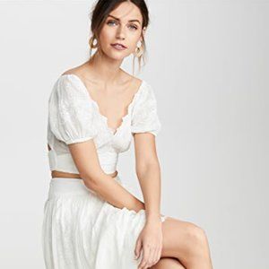 NWT Free People Ella Shirt and Skirt white eyelet set Med